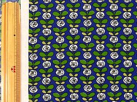 コットンこばやし 北欧調ミニペイントローズブロードプリントブルー