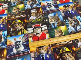 『nora.』はたらく猫さんのシーチングプリント_拡大イメージ