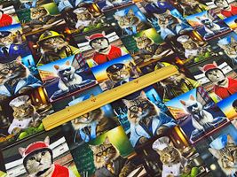 『nora.』はたらく猫さんのシーチングプリント_拡大イメージ