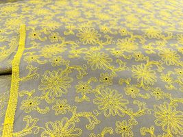 【現品限り特価】Exclusive Collection イエローフラワーのコットンレース_拡大イメージ