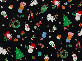 クリスマスプリント「Xmasモチーフ」ブラック地