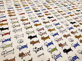 コットンこばやし よこならびネコのツイルプリント_拡大イメージ