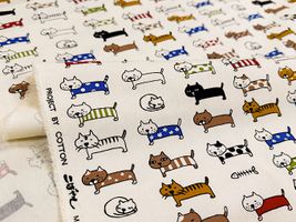 コットンこばやし よこならびネコのツイルプリント_拡大イメージ