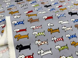 コットンこばやし よこならびネコのツイルプリント_拡大イメージ