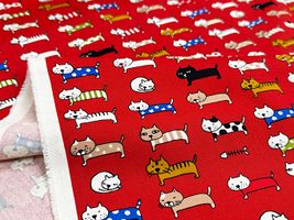 コットンこばやし よこならびネコのツイルプリント_拡大イメージ