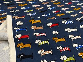 コットンこばやし よこならびネコのツイルプリント_拡大イメージ