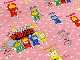 コットンこばやしコットンキャンバスプリント「ネコレンジャー」ピンク