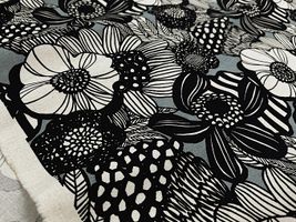 コットンこばやし 大花綿麻キャンバス アートフラワーグレー地