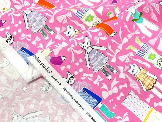 『nora.』シーチングプリント「ネコちゃんのクローゼット」