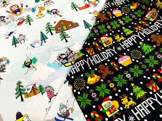 【現品限り特価】可愛いクリスマスのシーチングプリント