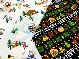 【現品限り特価】可愛いクリスマスのシーチングプリントカラフル