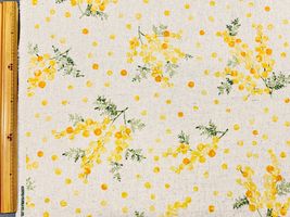 大きめなミモザの綿麻キャンバスプリント生成(綿かす残し)