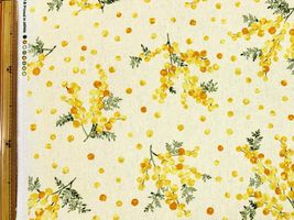 大きめなミモザの綿麻キャンバスプリントイエロー