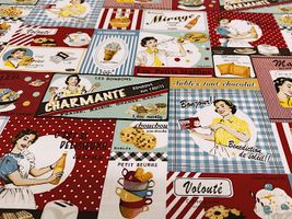 【現品限り特価】YUWAシャーティングプリント「Making Dessert」レッド系