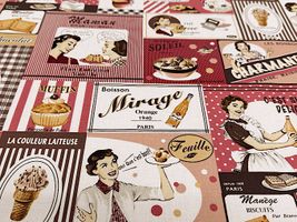 【現品限り特価】YUWAシャーティングプリント「Making Dessert」ピンク×ブラウン