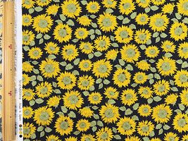 ひまわりのブロードプリント「Sun flower」ブラック