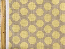 リネンライクスラブプリント「北欧調水玉ドット」ベージュ×イエロー