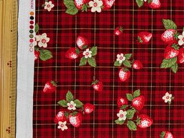シーチングプリント un/no「ストロベリーチェック」レッド