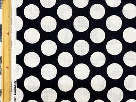 リネンライクスラブプリント「北欧調水玉ドット」ブラック×ナチュラル