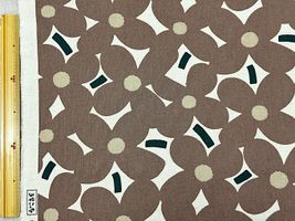 コットンこばやし綿麻キャンバスプリント「よもぎ」生成地×茶色