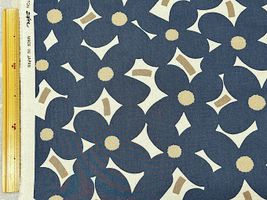 コットンこばやし綿麻キャンバスプリント「よもぎ」生成地×ブルー