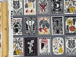 シーチングプリント un/no「Animal&Botanical」グレー