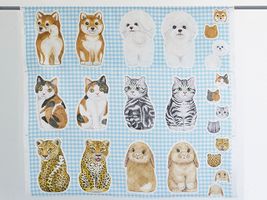 コッカ 振り向く動物たちのシーチングパネルプリントアニマル