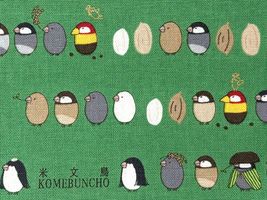 コットンこばやし キャンバスプリント「米文鳥」グリーン