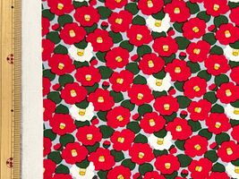 コットンこばやし ミニ椿のブロードプリントブルーグレー地