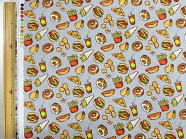 60ローンプリント「Pixel Calorie Monster」グレー