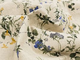 【現品限り特価】Exclusive Collection 綿麻シーチングプリント「ボタニカル・ワルツ」生成地×青花