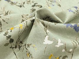 【現品限り特価】Exclusive Collection 綿麻シーチングプリント「ボタニカル・ワルツ」グリーン地