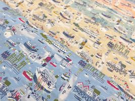 60ローンプリント「Bon Voyage, Dogs&Cats」_拡大イメージ