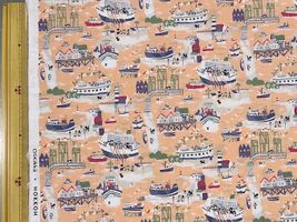 60ローンプリント「Bon Voyage, Dogs&Cats」フラミンゴピンク