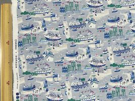 60ローンプリント「Bon Voyage, Dogs&Cats」フォッググレー