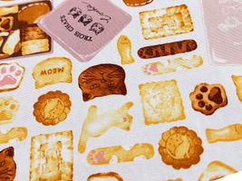 復刻！オックスプリント「猫のクッキー缶」オフ白