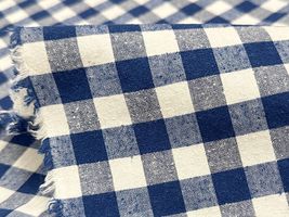 Exclusive Collection シルクネップ混先染コットンワッシャー青/中約1.3cm