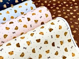 ふわふわクマさんとリボンのオックスプリント_拡大イメージ