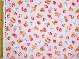 【在庫わずか】【複数枚になる場合あり】リリックベア イチゴとクマのシーチングプリントラベンダー