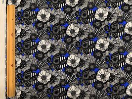 コットンこばやし 北欧調アートフラワーのブロードプリントブルー