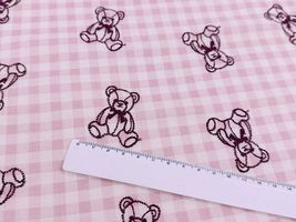 大塚屋オリジナル刺しゅう「My Teddy Bear」ピンクのギンガムローン_拡大イメージ