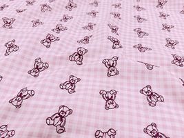大塚屋オリジナル刺しゅう「My Teddy Bear」ピンクのギンガムローン_拡大イメージ