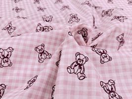 大塚屋オリジナル刺しゅう「My Teddy Bear」ピンクのギンガムローン_拡大イメージ