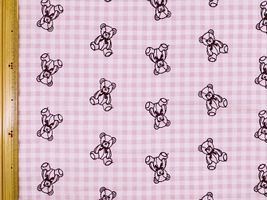 大塚屋オリジナル刺しゅう「My Teddy Bear」ピンクのギンガムローンギンガムピンク