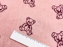大塚屋オリジナル刺しゅう「My Teddy Bear」ピンクのハーフリネン_拡大イメージ