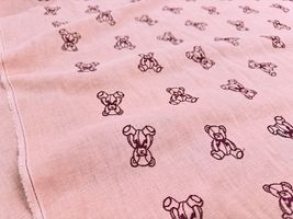 大塚屋オリジナル刺しゅう「My Teddy Bear」ピンクのハーフリネン_拡大イメージ