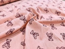 大塚屋オリジナル刺しゅう「My Teddy Bear」ピンクのハーフリネン_拡大イメージ