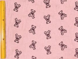 大塚屋オリジナル刺しゅう「My Teddy Bear」ピンクのハーフリネンくすみピンク