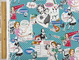 YUWAシャーティングプリント「House work」ターコイズ