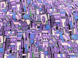 my piece of fabric 60ローンプリント「COSME TOWN」パープル地